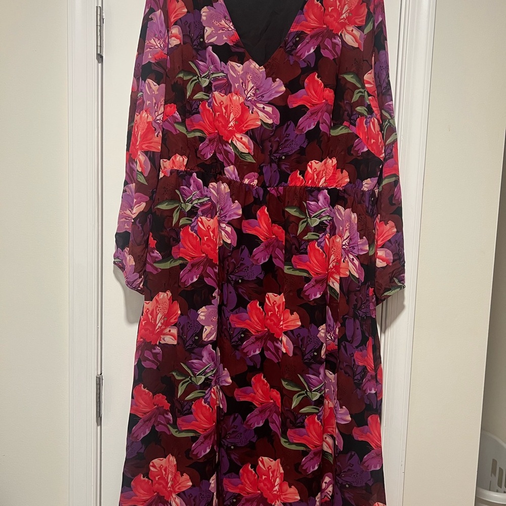 BloomChic Vibrant Floral Long Sleeve Dress